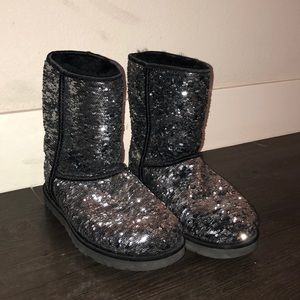 Sequined Black/Silver Ugg Boots